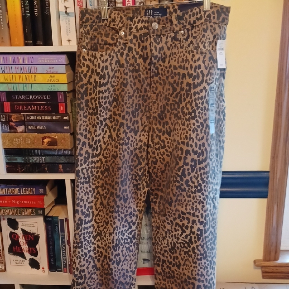 Gap Womens Leopard Print Wide Leg Pants Size 10